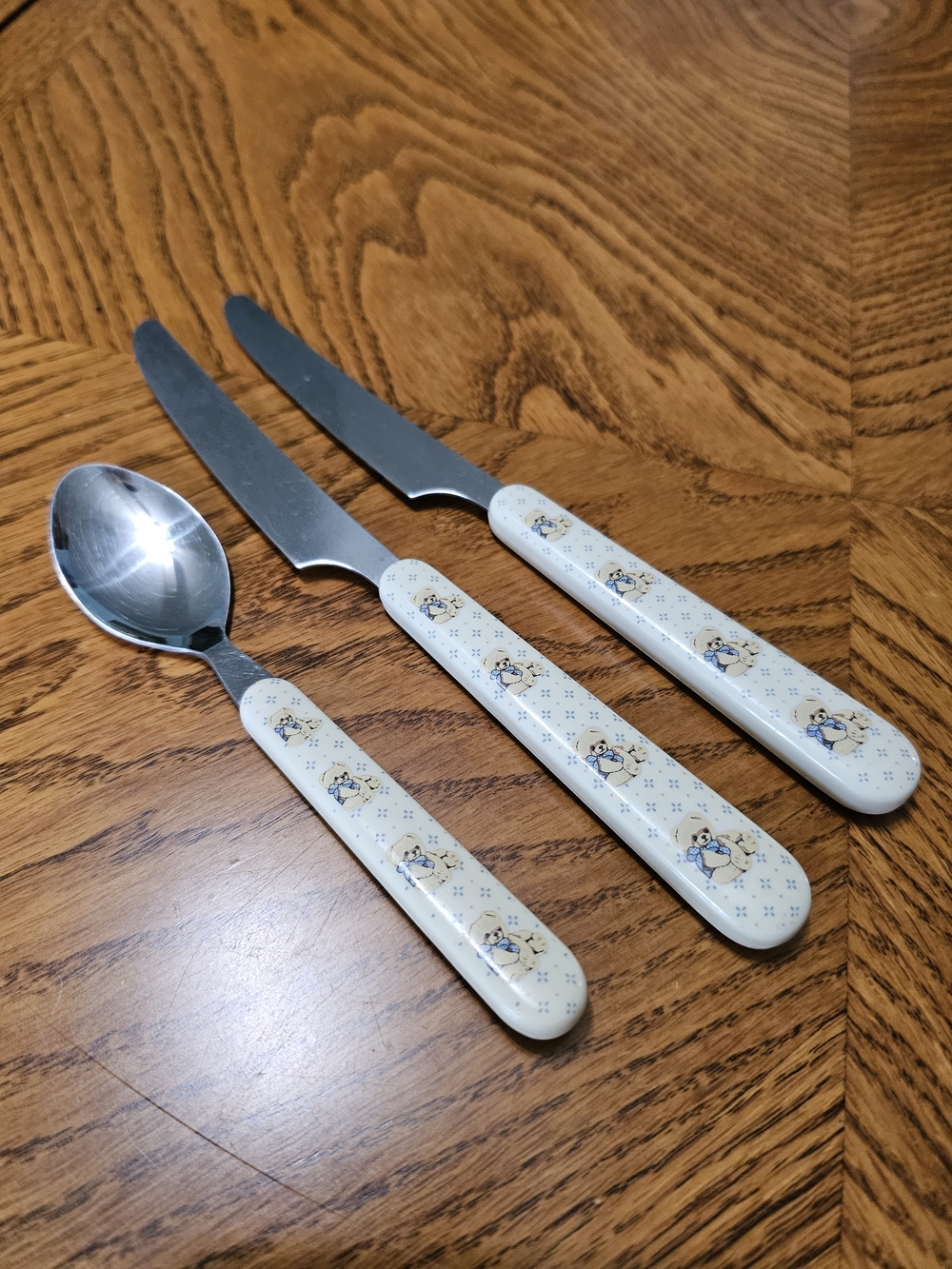 Vintage 80s Set of 3 Tienshan Country Bear Theodore Utensils Grandma Cottagecore